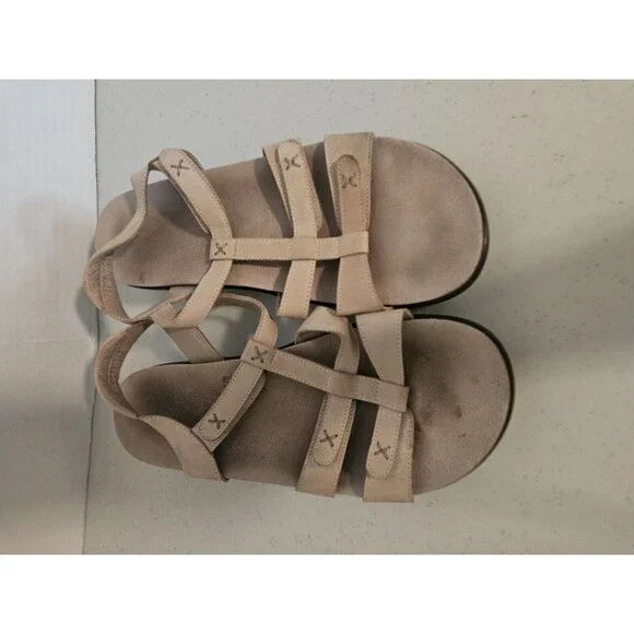 SAS Tripad Comfort Sorrento Linen Ivory Beige Leather Strappy Sandals Size 11 - Picture 2 of 8